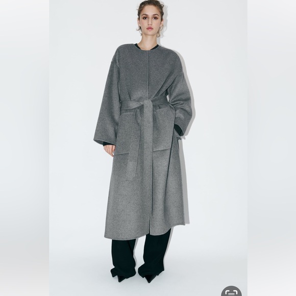 DOUBLE-FACED WOOL BLEND COAT GREY SIZE M-L REF. 7522/258 - Picture 4 of 10